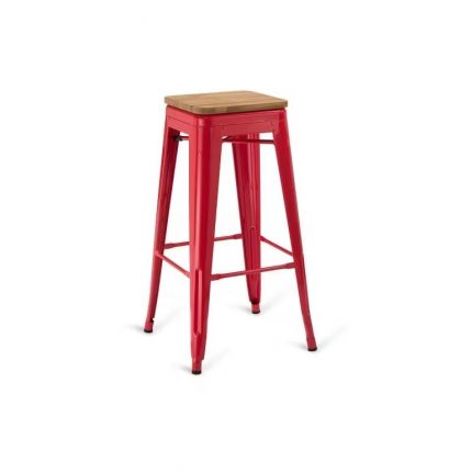 Red Steel Tolix Restaurant Backless Bar Stool